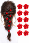 Sheker Kids Red Velvet Rose Hair Earrings 10 Pieces Mini Clip Girls' Hair Clips