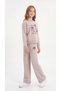 Today a Feel Calm and Happy Printed 3 Thread Fabric Girls' Top and Bottom Tracksuit Set - 4