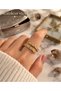 Gold Color Zircon Stone Snake Design Adjustable Steel Ring