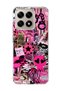 Mi 15t Compatible Pink Star Zebra Printed Transparent Phone Case