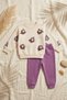 Daisy Bloom Floral Patterned Cream Sweatshirt and Purple Sweatpants Cotton Two-Piece Baby Set - 2