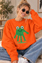 Handprint Cute Frog Printed Unisex Oversize Sweatshirt – Crew Neck Casual Sweatshirt