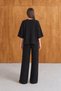 Women's Sovia Thessaloniki Fabric Buttoned Comfortable Fit Wide-Leg Pants Top and Bottom Set - 3