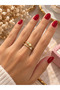 Gold Color Double Row Flower Detailed Stone Elegant Women's Ring - 2