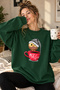 Cute Owl Printed Unisex Oversize Sweatshirt with Coffee Cup – Crew Neck Casual Sweatshirt