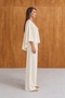 Women's Sovia Thessaloniki Fabric Buttoned Comfortable Fit Wide-Leg Pants Top and Bottom Set - 2