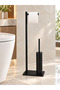 Black Stainless Toilet Roll Holder and Toilet Brush Set Modern Bathroom Accessory