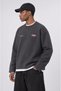 Men's Cake Printed Oversize Sweatshirt with Dirty Stitch Detail Smoked - 3