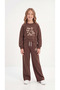 Today a Feel Calm and Happy Printed 3 Thread Fabric Girls' Top and Bottom Tracksuit Set - 2