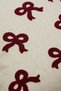 Red Bow Patterned Punch Embroidered Christmas Throw Pillow Cover Cotton 42X42 cm - 4
