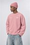 Men's Cake Printed Oversize Sweatshirt with Dirty Stitch Detail in Pink - 3