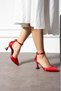 Red Satin Women's Evening Dress Heeled Shoes