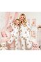 Mother & Daughter Matching Ecru Color Women's Pajamas & Girls' Pajama Set (Sold Separately) Shirt Collar Cute Pattern Soft Suede Fabric - 4