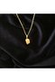 Natural Pink Chalcedony Stone Drum-Cut Gold Handle Detailed Steel Chain Necklace - 3