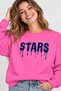 Stars Written Drop Effect Printed Unisex Oversize Sweatshirt – Crew Neck Casual Sweatshirt