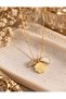Gold Color Three Figured and Stone Detailed Elegant Women's Necklace - 4