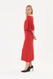 One-Shoulder Belted Asymmetric Cut Red Knit Dress - 7