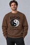 Mixed Text Yin Yang Printed Unisex Oversize Sweatshirt – Crew Neck Casual Sweatshirt