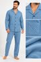 Men's Shirt Collar 2 Thread Comfortable Fit Front Pocket Front Buttoned Inner Ribbed Plus Size Winter Pajama Set 90% Cotton % Viscose - 2