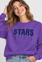 Stars Written Drop Effect Printed Unisex Oversize Sweatshirt – Crew Neck Casual Sweatshirt