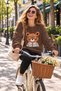 Cute Bear with Glasses Printed Unisex Oversize Sweatshirt – Crew Neck Casual Sweatshirt
