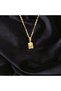 Natural Green Tourmaline Stone Natural Mass Cut Gold Handle Detailed Steel Chain Necklace - 3