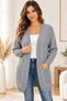 Women's No-Closure Long Sleeve Front Back V-Neck Double Pockets Woven Detail Hair Braided Soft Textured Stylish Casual Gray Knitwear Cardigan - 6