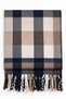 Women's Navy Blue Brown Beige Ecru Plaid Oversized Shawl 180X65 cm Soft Textured Twisted Tassel Winter Shawl Scarf – Shoulder Shawl - 2