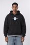 Men's Sky Patch Detailed Oversize Hoodie Black - 2