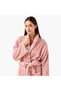 Ribbed Belted Flannel Bathrobe - 5