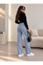 Buzkar Front-Detallated Side-Embellished Baggy Jeans Denim Pants - 2