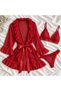 Tulle Mini Dressing Gown Panties Lace Bra Set Nightgown