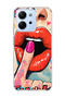 Redmi 15C Compatible Red Lip Print Transparent Phone Case
