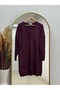 Lamira Buttoned Sleeve End and Six Ribbed Cold Rope Cardigan-Sy3176 Plum - 2