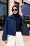 Gingham Bomber Jacket Tsd260357 Navy Blue - 2