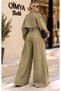 Mi̇ss Neşem Women's Stand Collar Short Trench Coat and Long Loose Pants Two-Piece Set - 8