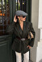 Women's Elastic London Hat Black White Herringbone - 2