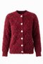 Women's Burgundy Stone and Pearl Buttoned Furry Cardigan - 5
