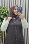 Women's Clothing Plus Size Buttoned Chain Detailed Hooded Quilted Vest - 4