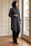 Long Plaid Lumberjack Shirt Tunic Navy Blue Hm2972 - 4