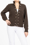 Women's Winter Brown Vittoria Gold Button Detailed Zippered Knitwear Cardigan 20326 - 2