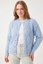 Women's Blue Stone Pearl Buttoned Feathered Cardigan - 3