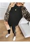 Women's long sleeve crew neck leopard print viscose two-piece set - 4