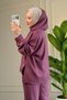 6739 - Stylish, Comfortable, Loose Viscose Soft Modal Fabric Zippered Hooded Women's Set - 5