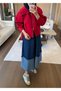 Patchwork Denim Etek Lacivert - 2