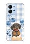 Redmi 15C Compatible Sausage Dog Blue Plaid Printed Transparent Phone Case