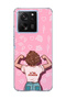 Mi 13t Compatible Strong Women's Pink Printed Transparent Phone Case