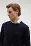 Men's Navy Blue Crew Neck Wool Sweater - 2