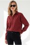 Women's Red Black Mini Plaid Loose Fit Shirt Gml-19001463 - 3