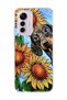 Mi 12 Lite Compatible Sausage Dog Sunflower Printed Transparent Phone Case